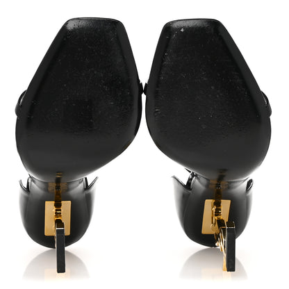 Saint Laurent Patent Calfskin Opyum 110 Sandals 38.5 Black Gold 6 of 12
