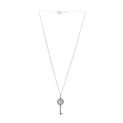Tiffany Sterling Silver Diamond Small Daisy Key Pendant Necklace 2 of 6
