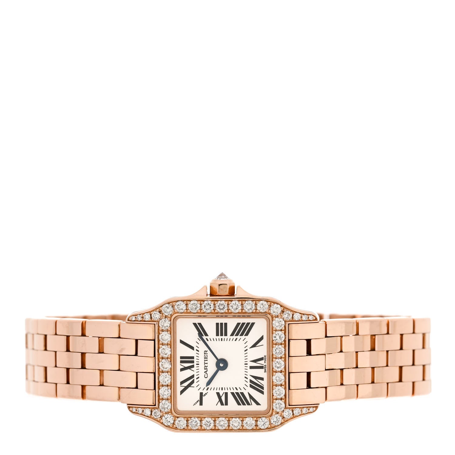 Cartier 18K Pink Gold Diamond Bezel 20mm Santos Demoiselle Quartz Watch 2 of 5