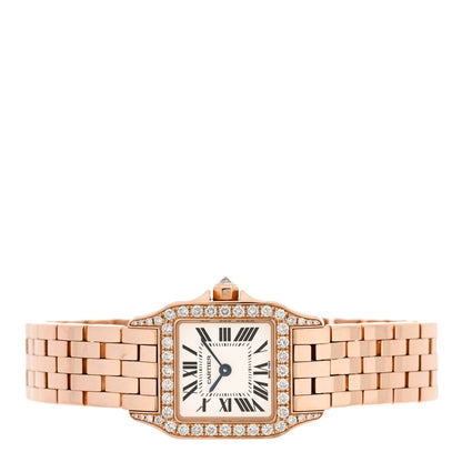 Cartier 18K Pink Gold Diamond Bezel 20mm Santos Demoiselle Quartz Watch 2 of 5