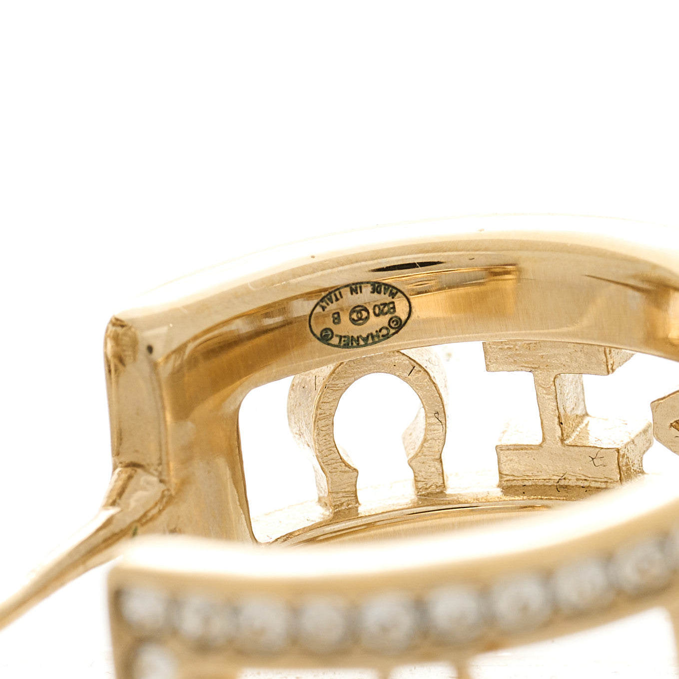 Chanel Metal Crystal Bow-tiful CC Hoop Earrings Gold 4 of 5