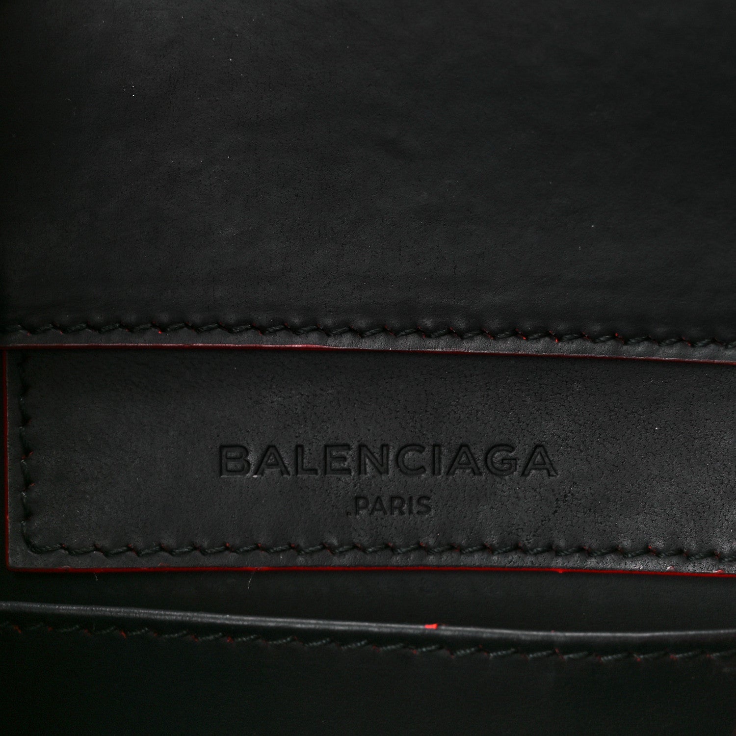 Balenciaga Rubberized Calfskin Papier Mini A4 Zip Around Tote Black Red 7 of 11