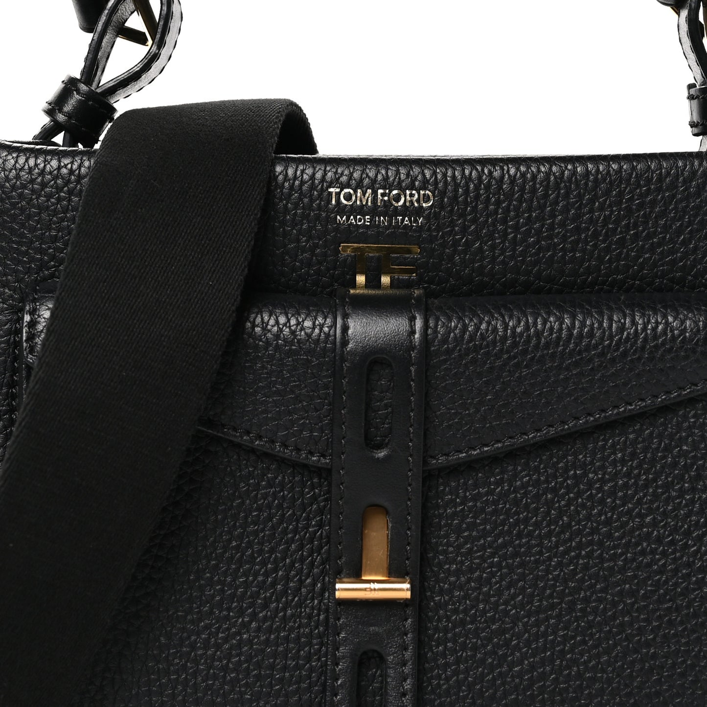 Calfskin Mini T Twist Top Handle Bag Black