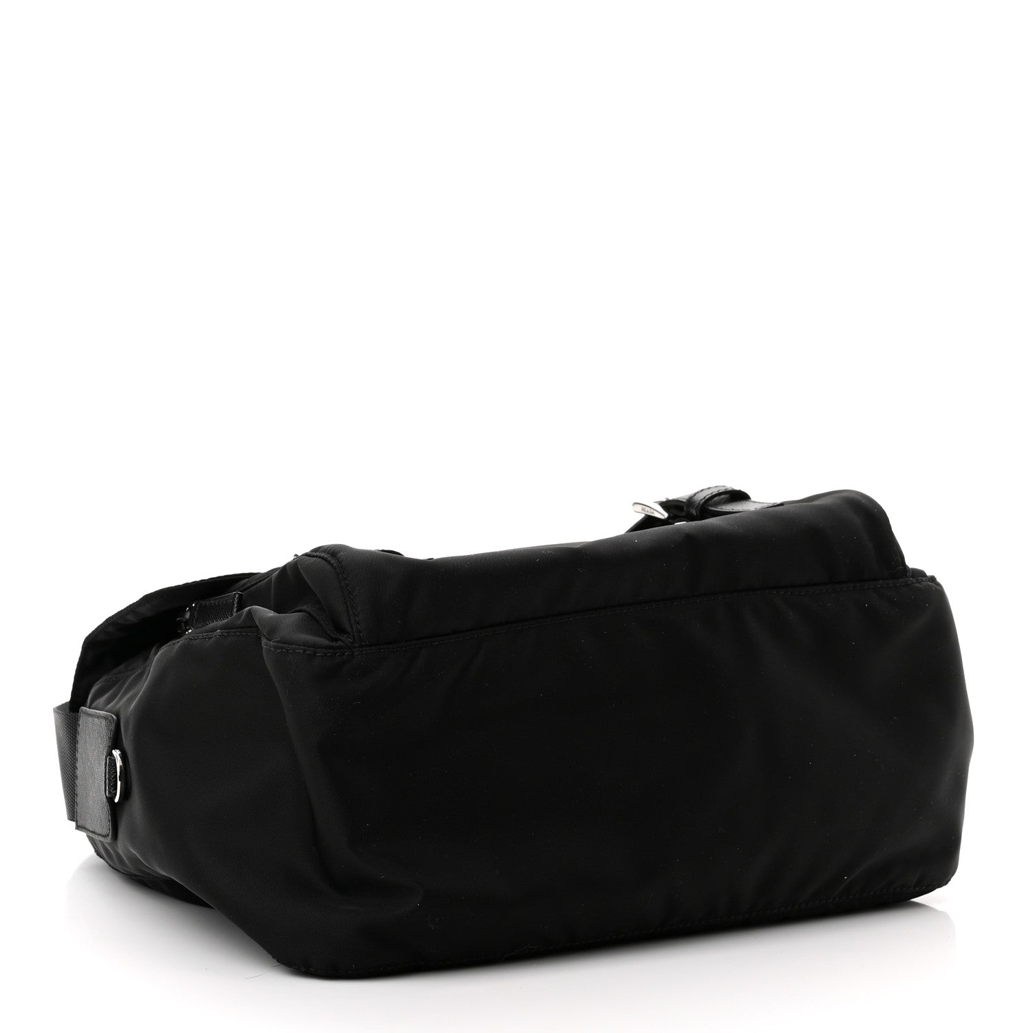 Prada Re-Nylon Vela Saffiano Pocket Double Buckle Messenger Shoulder Bag Black 3 of 8