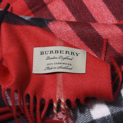 Burberry Cashmere Giant Check Fringe Scarf Military Red 4 of 4