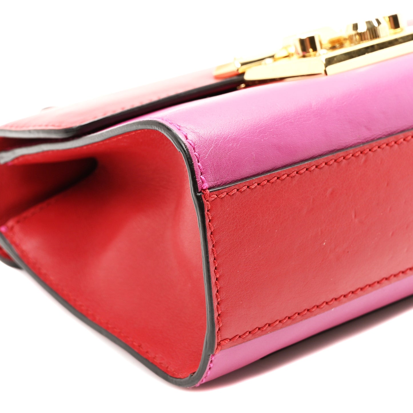 Calfskin Small Padlock Shoulder Bag New Rosette Hibiscus Red