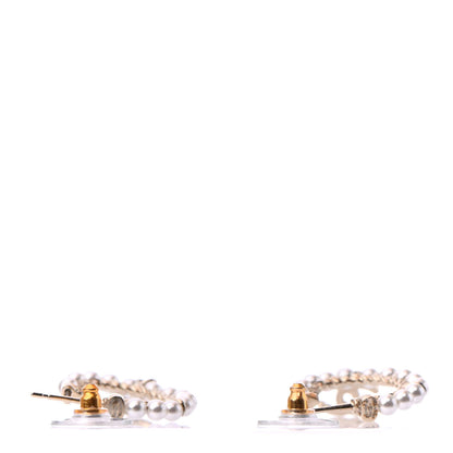 Chanel Pearl Charms CC Hoop Earrings Gold 3 of 4
