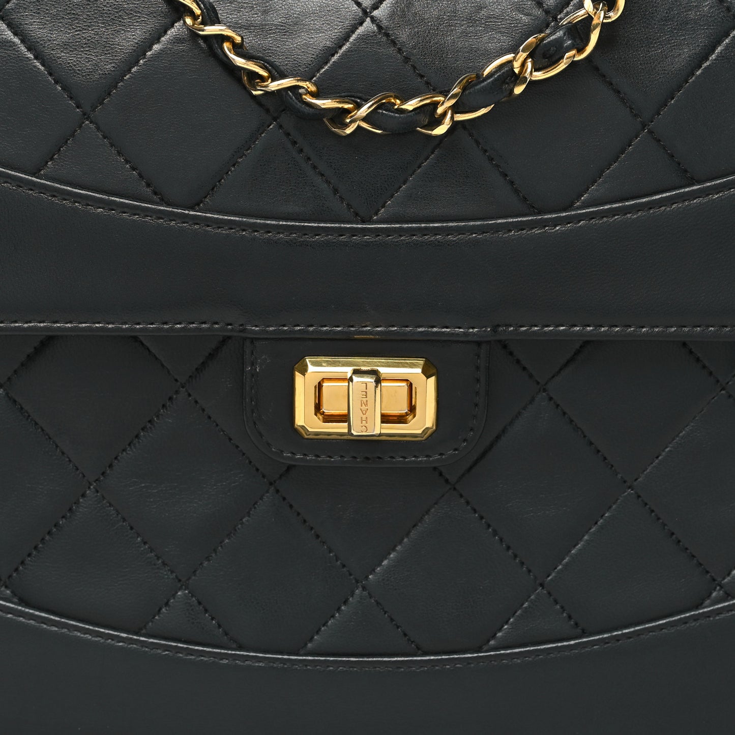 Lambskin Quilted Medium Mademoiselle Single Flap Black