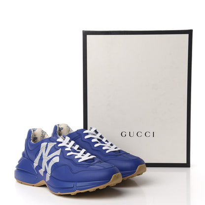 Gucci X MLB Calfskin NY Yankees Mens Rhyton Sneakers 9.5 Electric Blue 10 of 10
