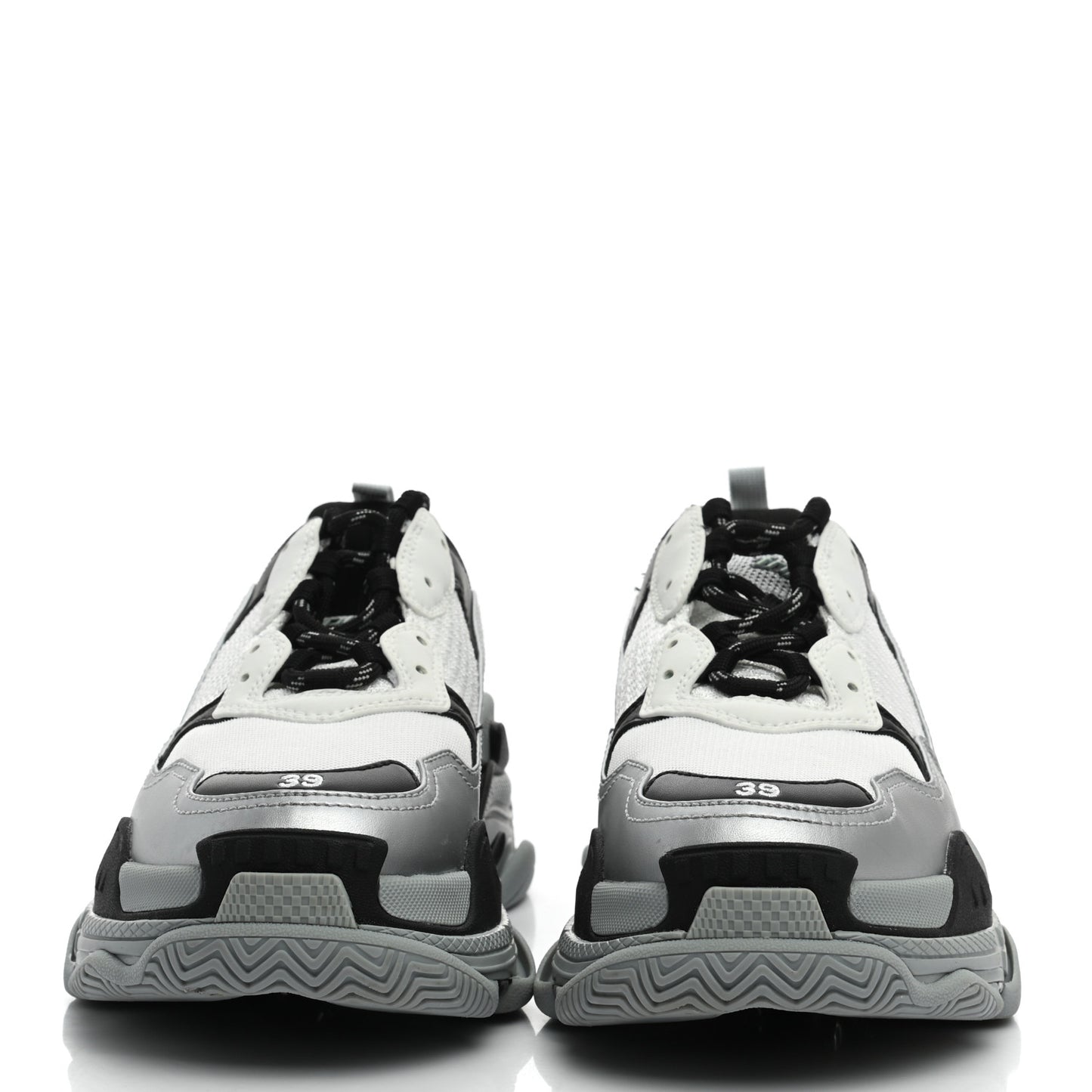 Metallic Fabric Mesh Womens Triple S Sneakers 39 Grey Dark Grey Black