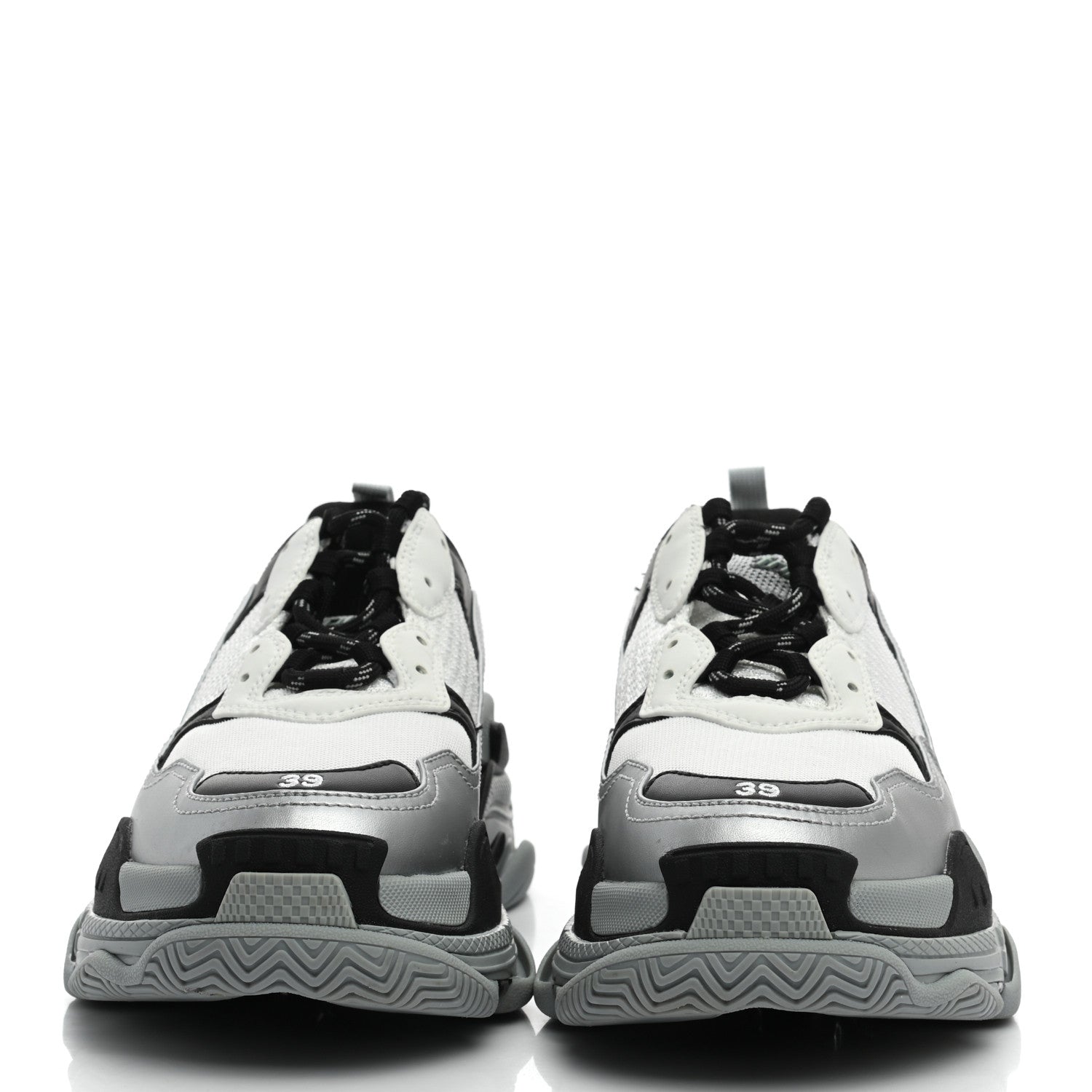 Balenciaga Metallic Fabric Mesh Womens Triple S Sneakers 39 Grey Dark Grey Black 2 of 8