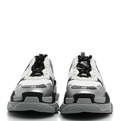 Balenciaga Metallic Fabric Mesh Womens Triple S Sneakers 39 Grey Dark Grey Black 2 of 8