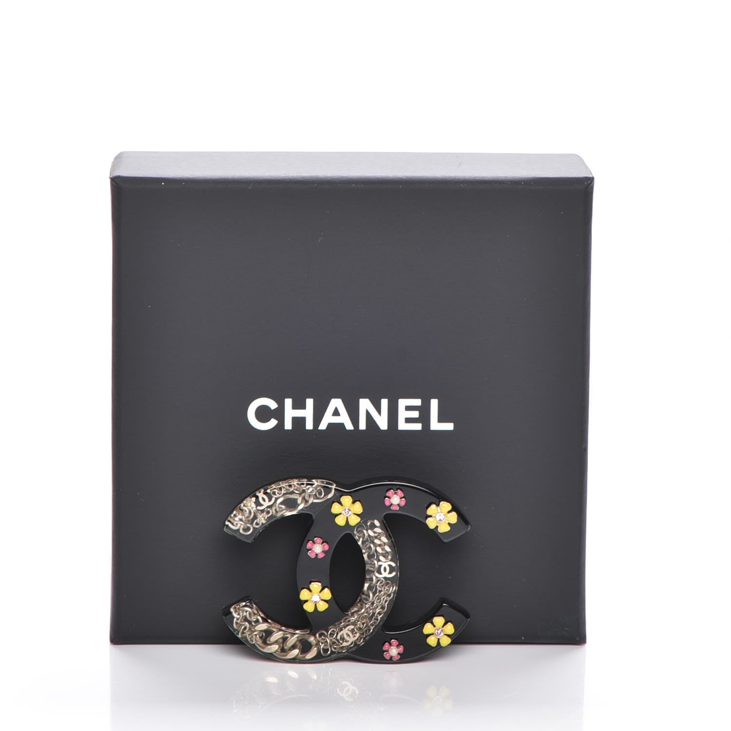 Chanel Resin Crystal Enamel CC Camellia Brooch Multicolor 5 of 5