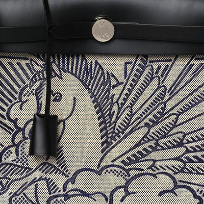 Hermes Vache Hunter Toile H Pegase Pop Herbag Zip Retourne 31 PM Bleu Indigo Ecru Black 9 of 12