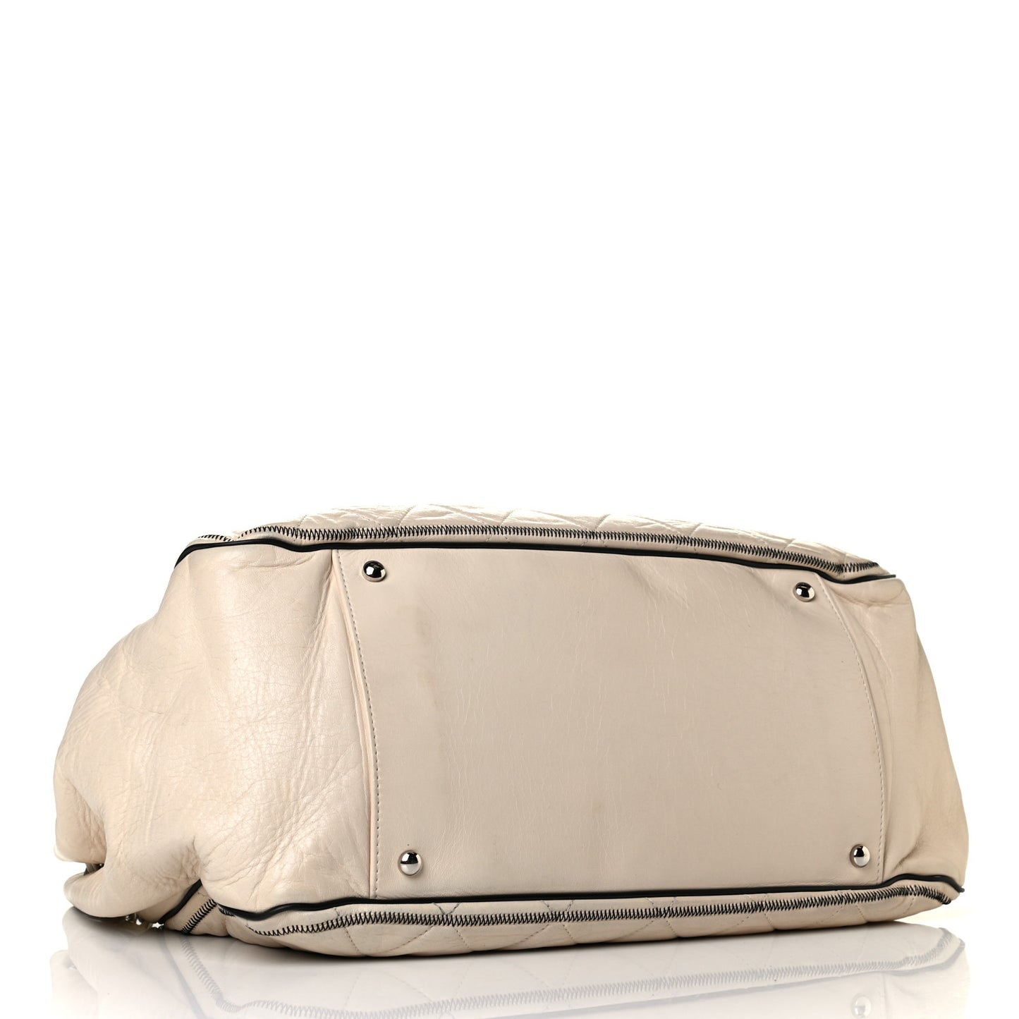 Lambskin Quilted Large East West Accordion Flap Ivory