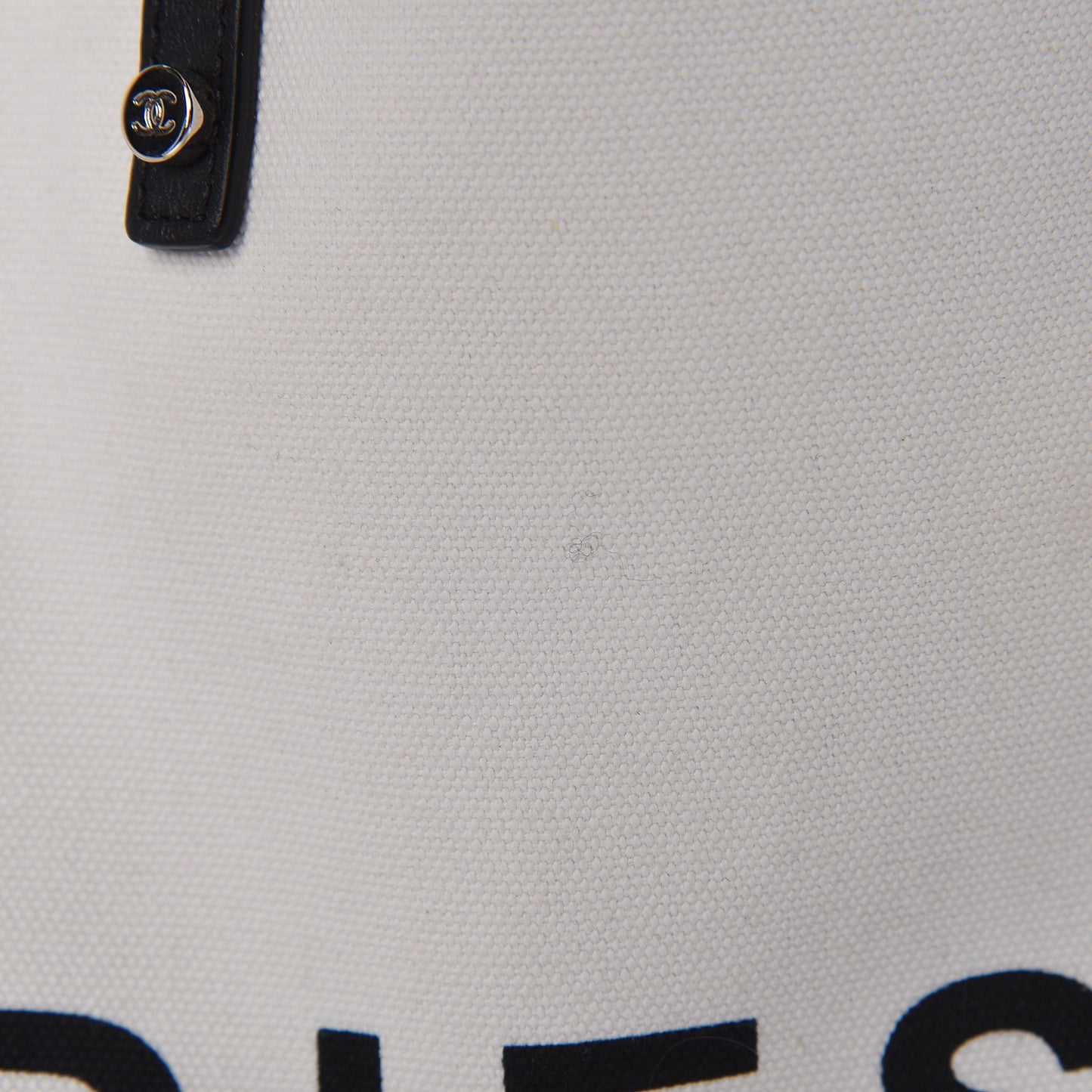 Canvas Calfskin Large Let's Demonstrate Tote White Black