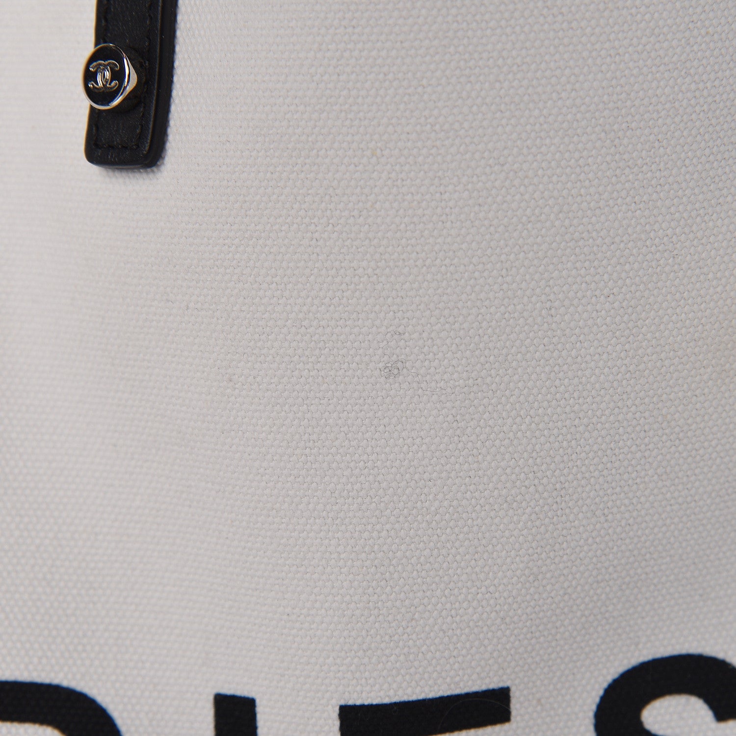Chanel Canvas Calfskin Large Let's Demonstrate Tote White Black 10 of 18