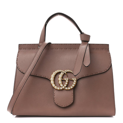 Gucci Calfskin Small Pearly GG Marmont Top Handle Bag Porcelain Rose 1 of 11