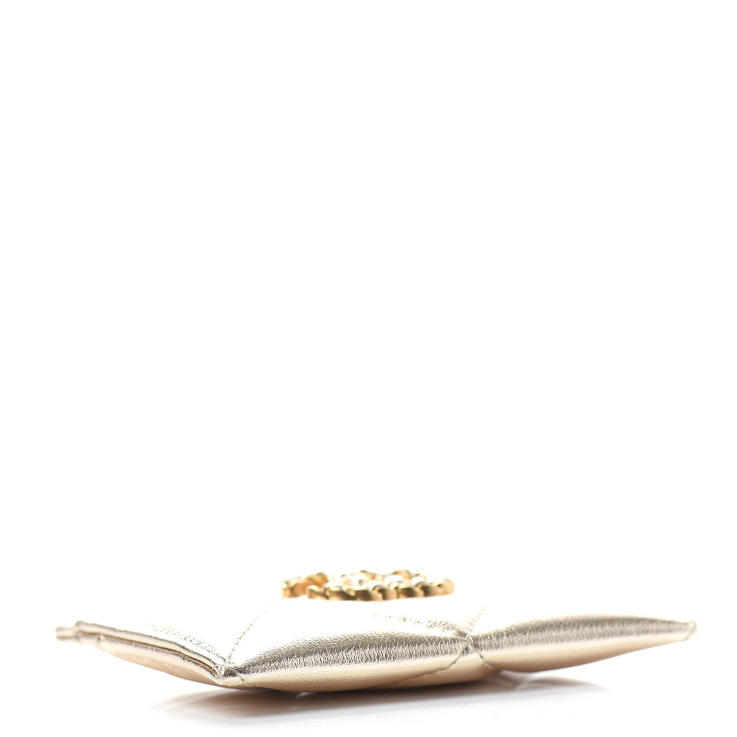 Chanel Metallic Goatskin Quilted Chanel 19 Card Holder Gold 4 of 8