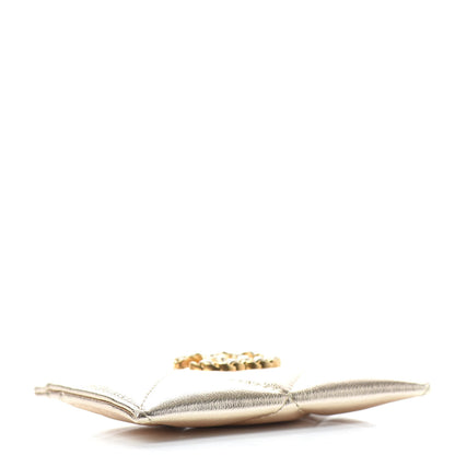 Chanel Metallic Goatskin Quilted Chanel 19 Card Holder Gold 4 of 8