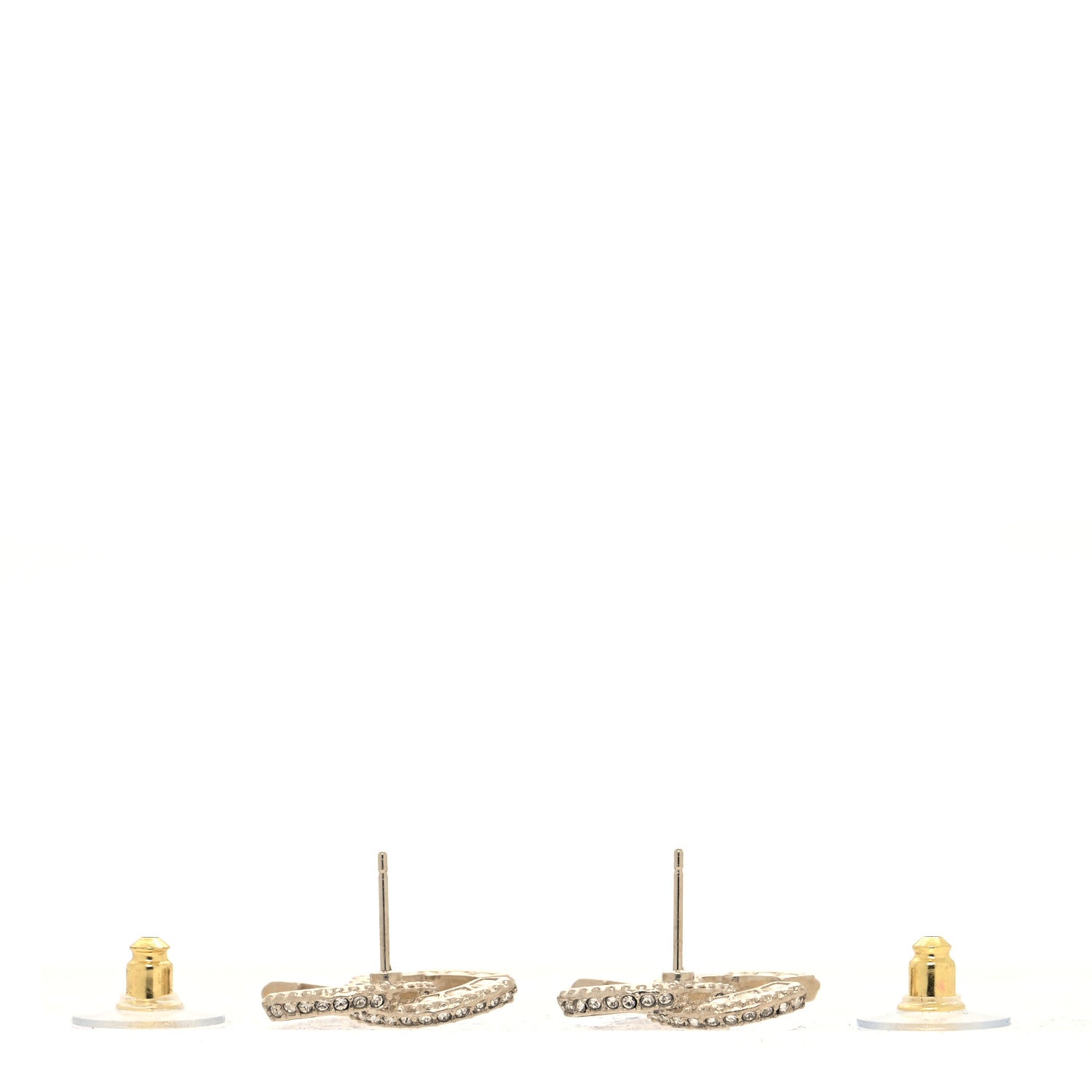 Chanel Crystal Timeless CC Earrings Light Gold 3 of 4