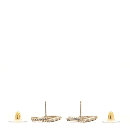 Chanel Crystal Timeless CC Earrings Light Gold 3 of 4