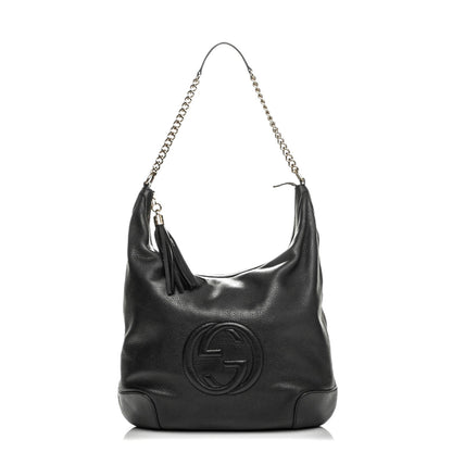 Gucci Pebbled Calfskin Medium Soho Chain Hobo Black 1 of 8