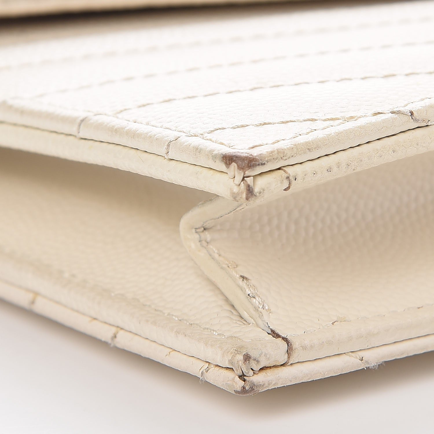 Saint Laurent Grain De Poudre Matelasse Chevron Monogram Envelope Chain Wallet Dove White 15 of 17