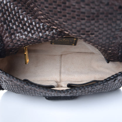 Prada Goatskin Woven Crossbody Bag Moro Black 4 of 6