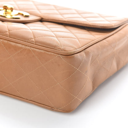 Chanel Lambskin Quilted Maxi Single Flap Dark Beige 11 of 11