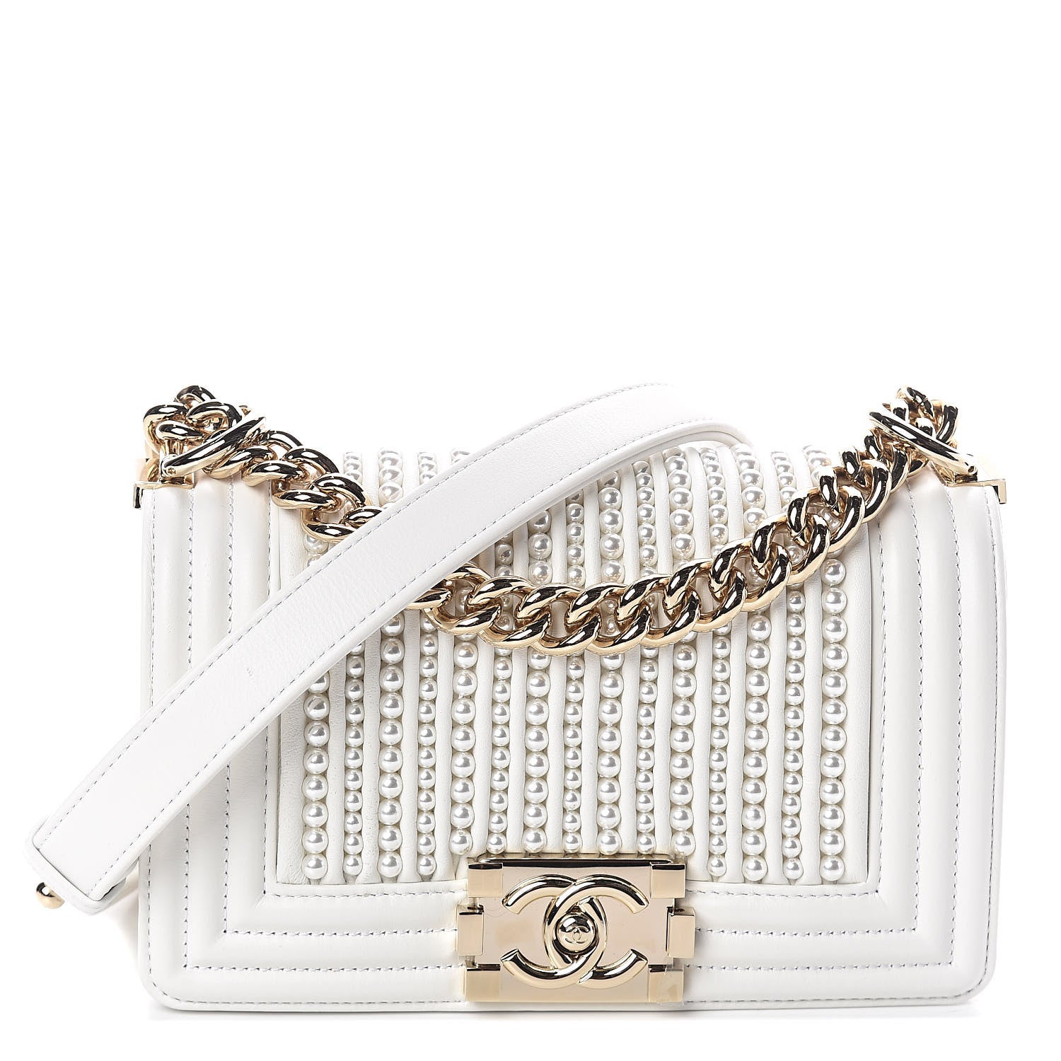 Chanel Calfskin Pearl Small Boy Flap White 1 of 10