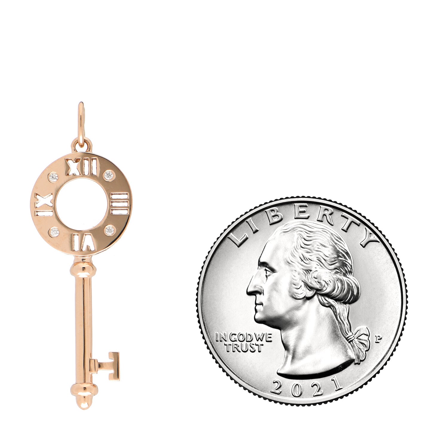 18K Rose Gold Diamond Atlas Pierced Key Pendant