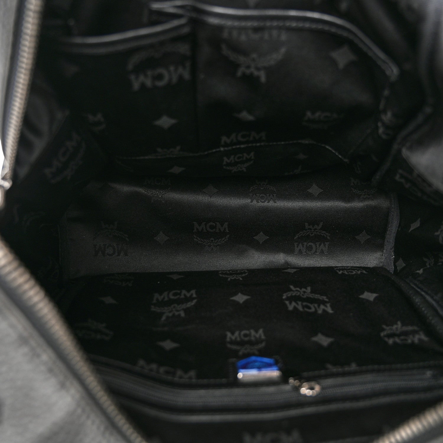 MCM Striped Visetos Medium Stark Backpack Black Phantom Grey 5 of 9