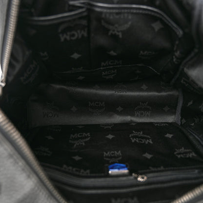 MCM Striped Visetos Medium Stark Backpack Black Phantom Grey 5 of 9