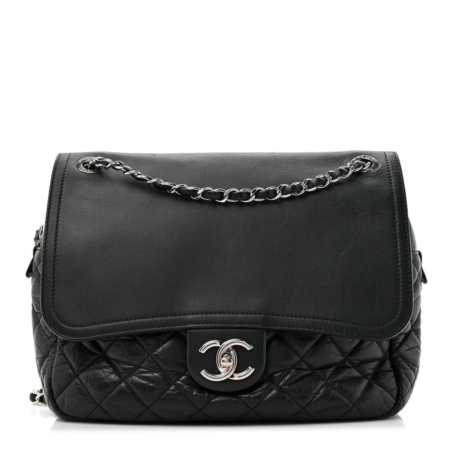 Chanel Aged Calfskin Quilted Easy Zip Flap Bag Black 1 of 14