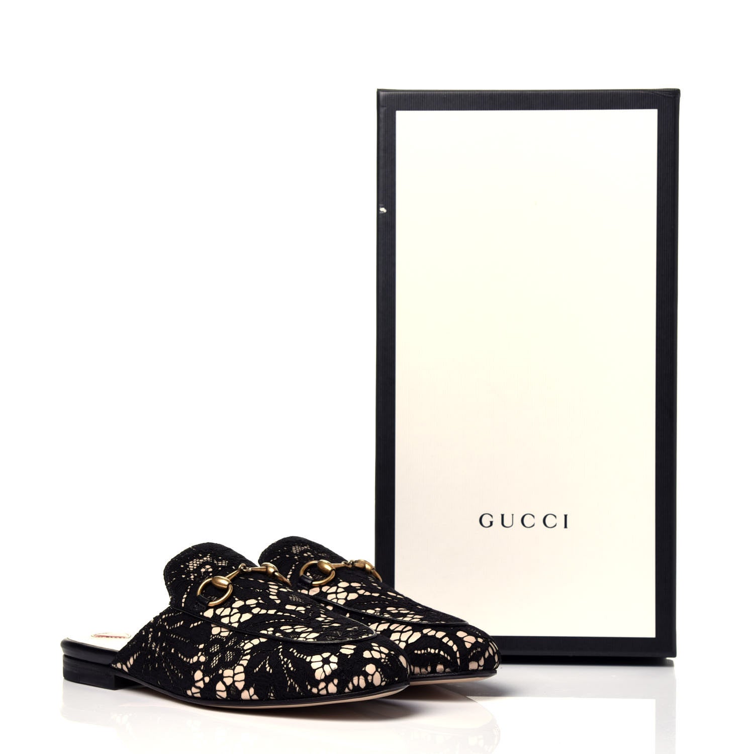 Gucci Lace Malaga Kid Womens Princetown Slippers 35 Black Skin Rose 10 of 10