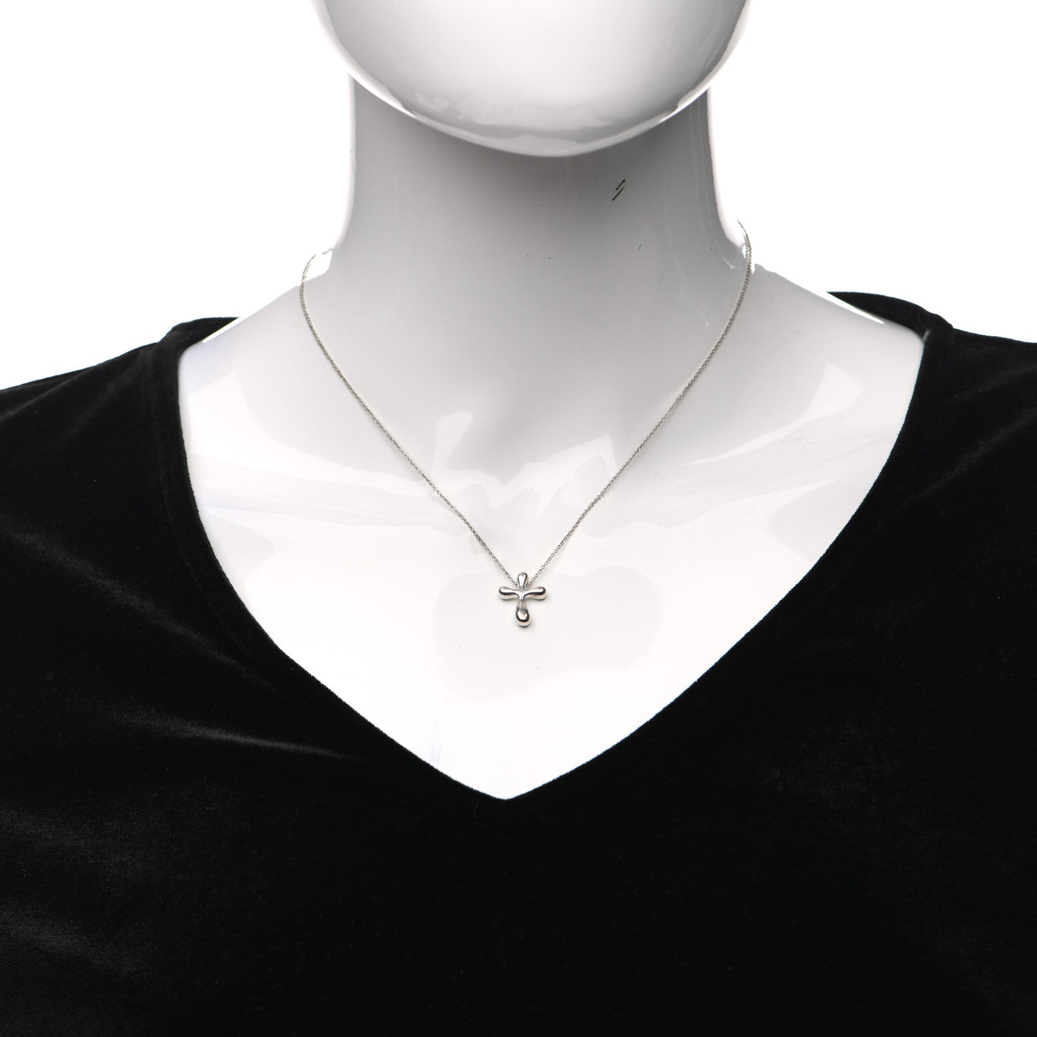 Tiffany Sterling Silver 16mm Elsa Peretti Cross Pendant Necklace 2 of 5