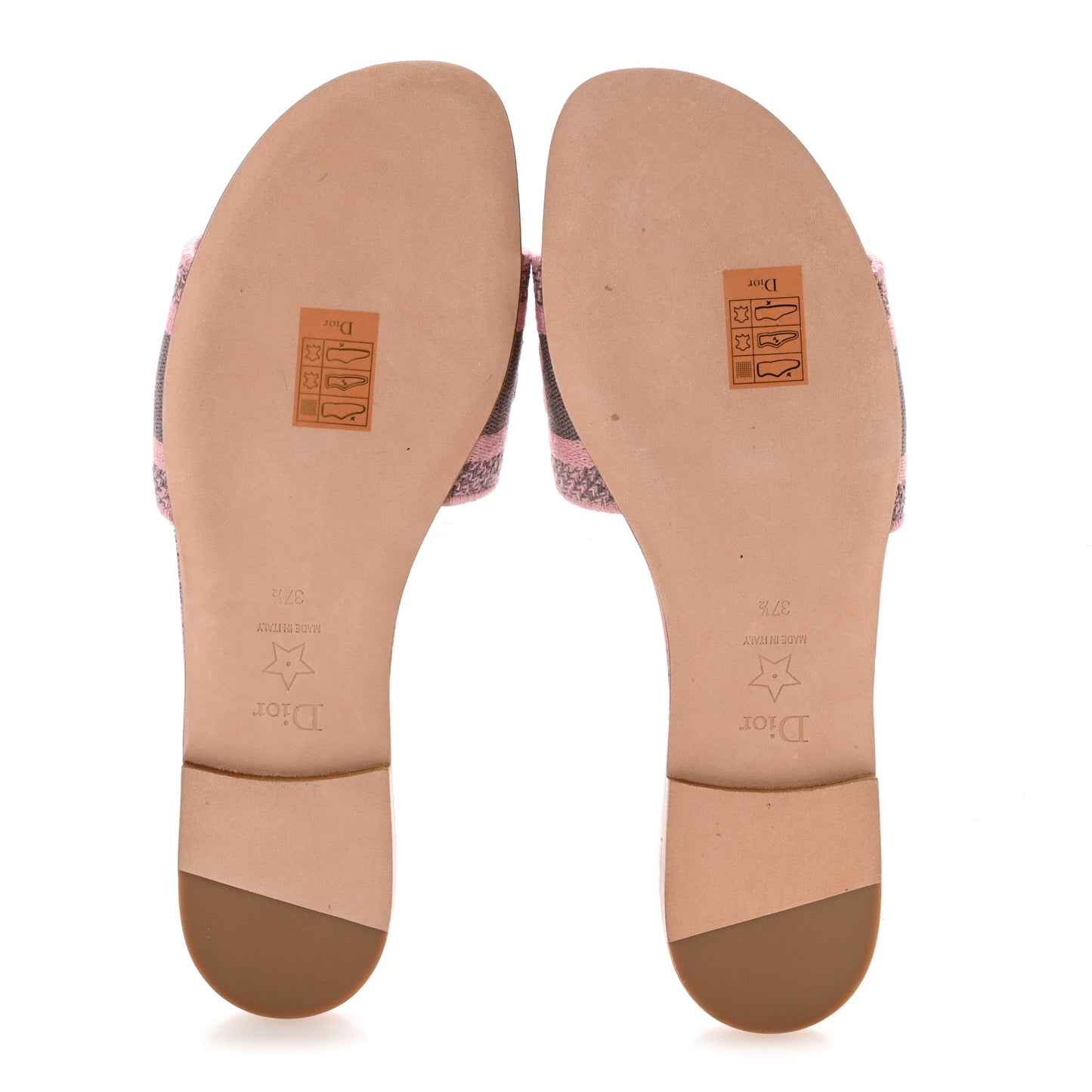 Canvas Toile De Jouy Embroidered Dway Flat Slide Sandals 37.5 Chateau Rose