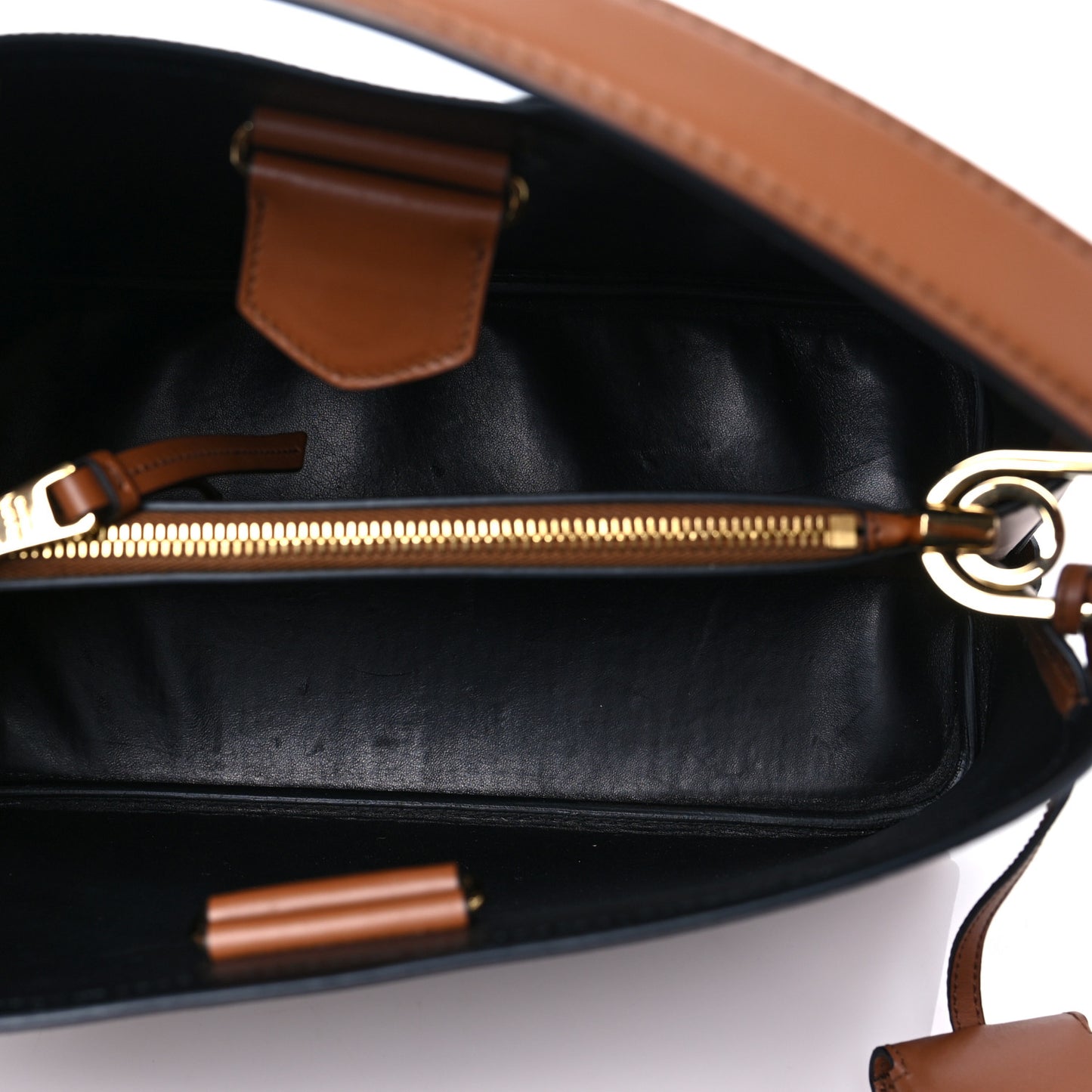Saffiano Cuir Calfskin Matinee Tote Cognac Black
