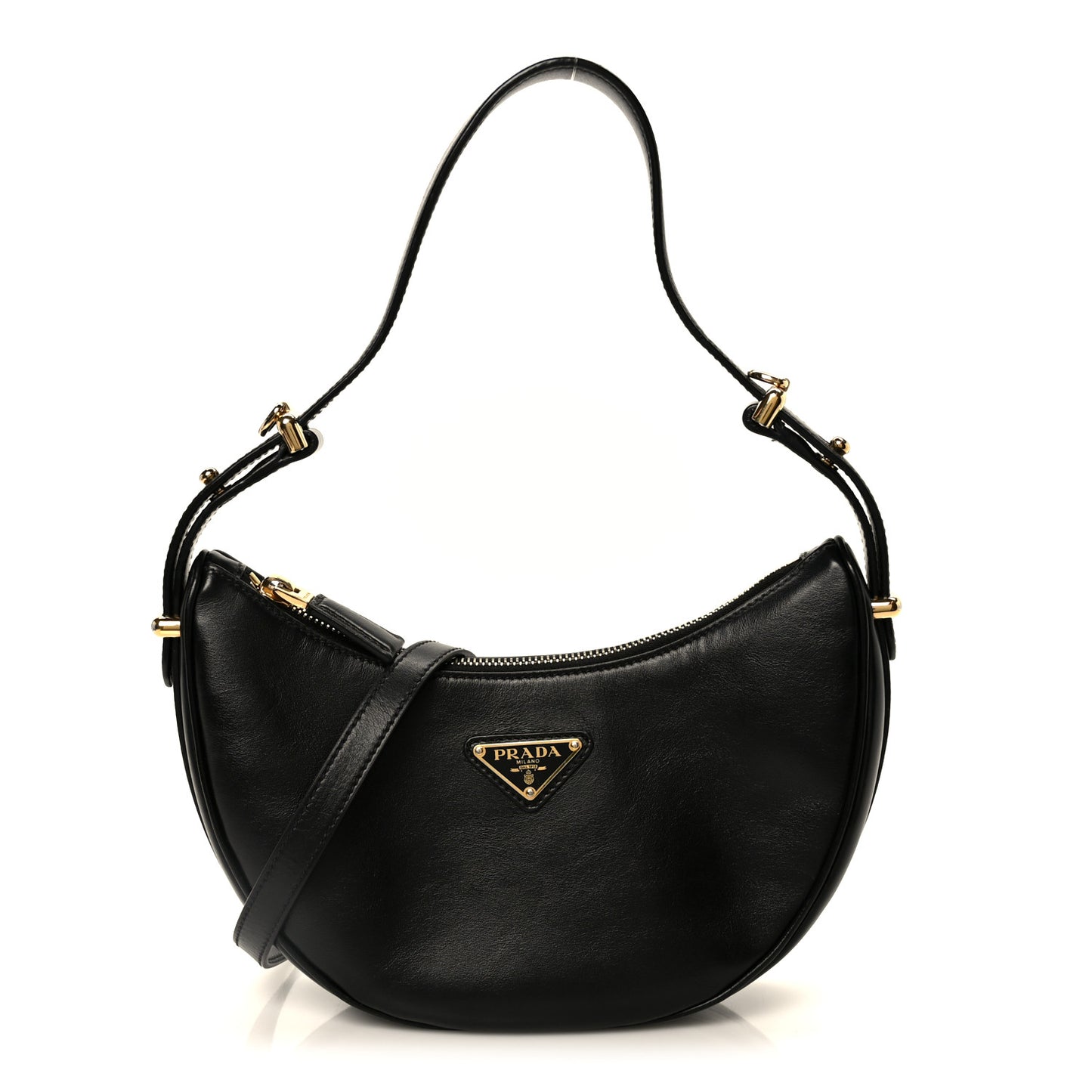 Soft Calfskin Arque Shoulder Bag Black