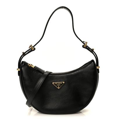 Prada Soft Calfskin Arque Shoulder Bag Black 1 of 10