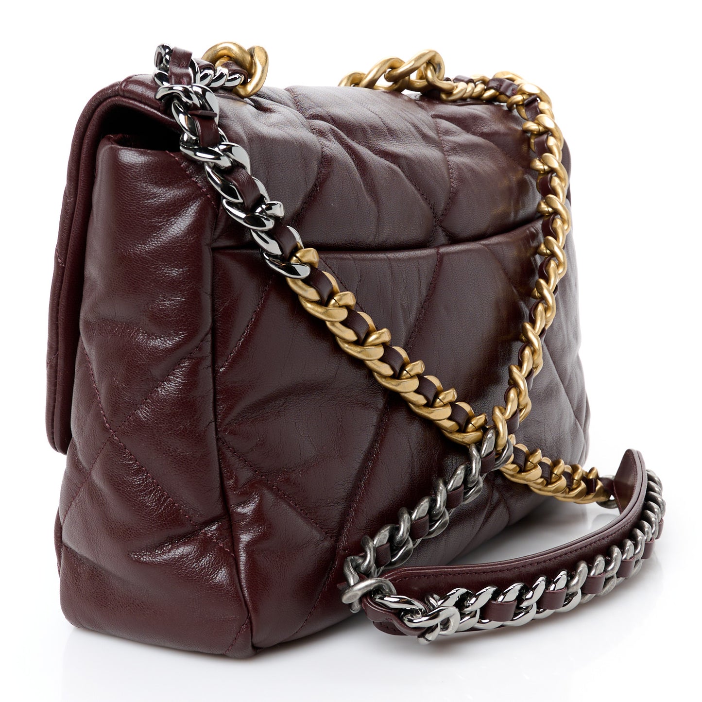 Goatskin Quilted Large Chanel 19 Flap Brown