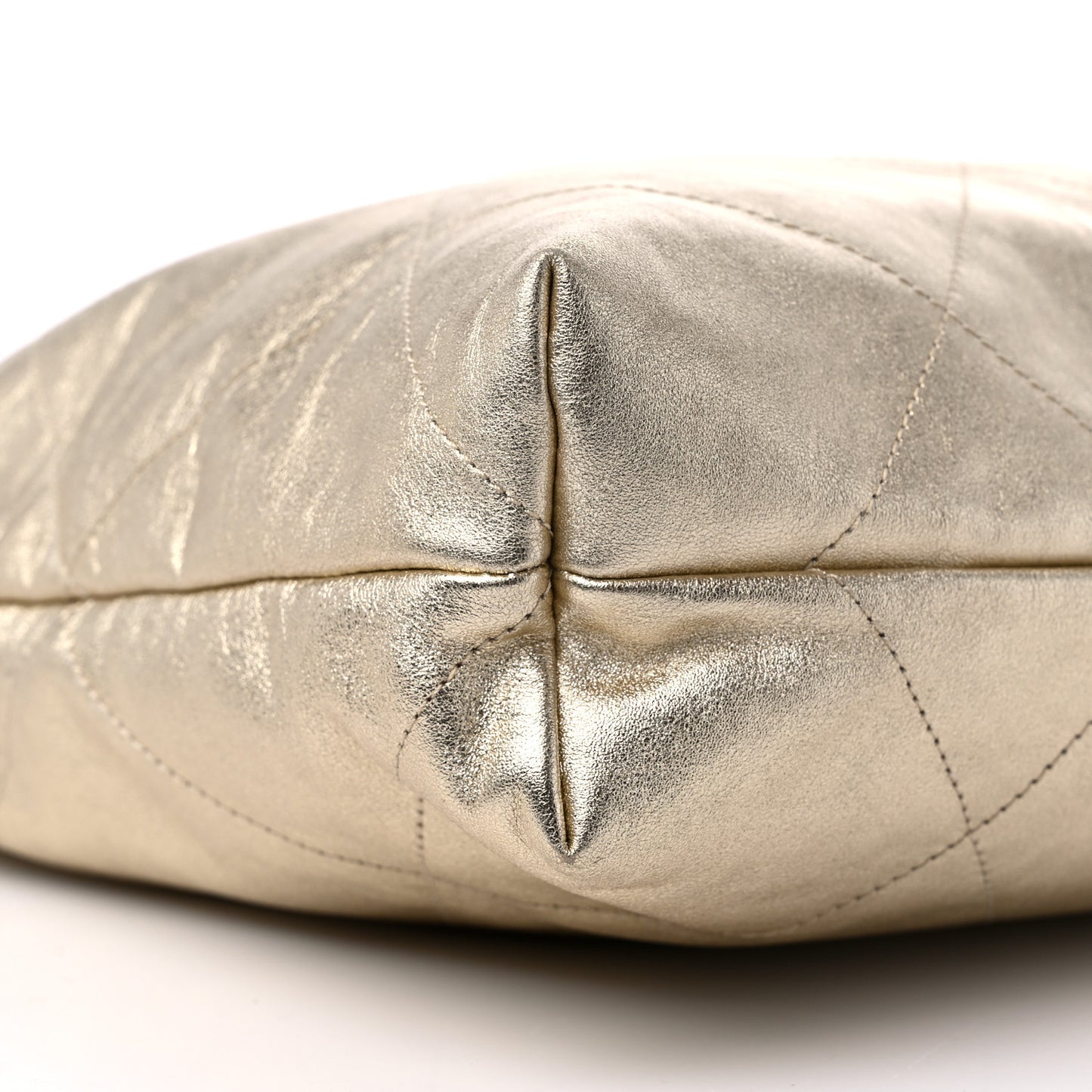 Metallic Calfskin Quilted Chanel 22 Golden