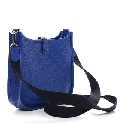 Hermes Taurillon Clemence Amazone Evelyne TPM Bleu Electrique Black 2 of 8