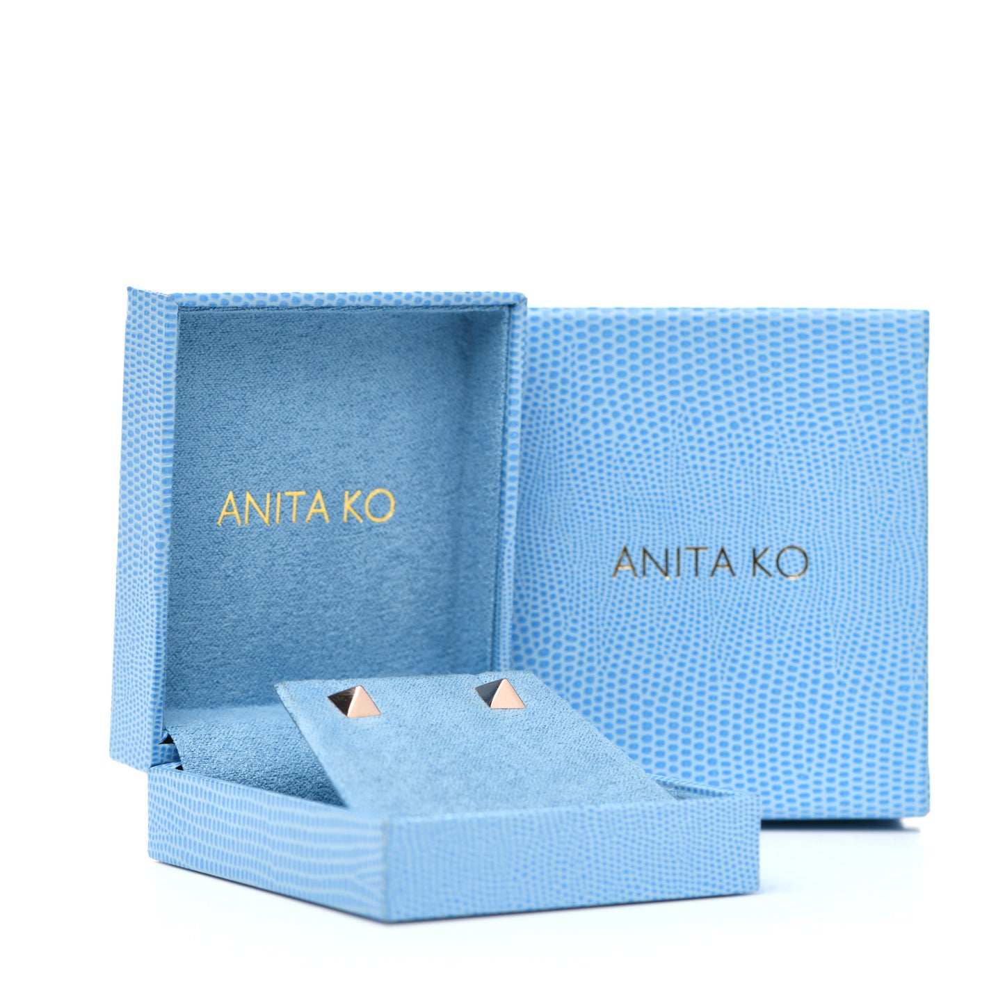 14K Rose Gold Pyramid Stud Earrings