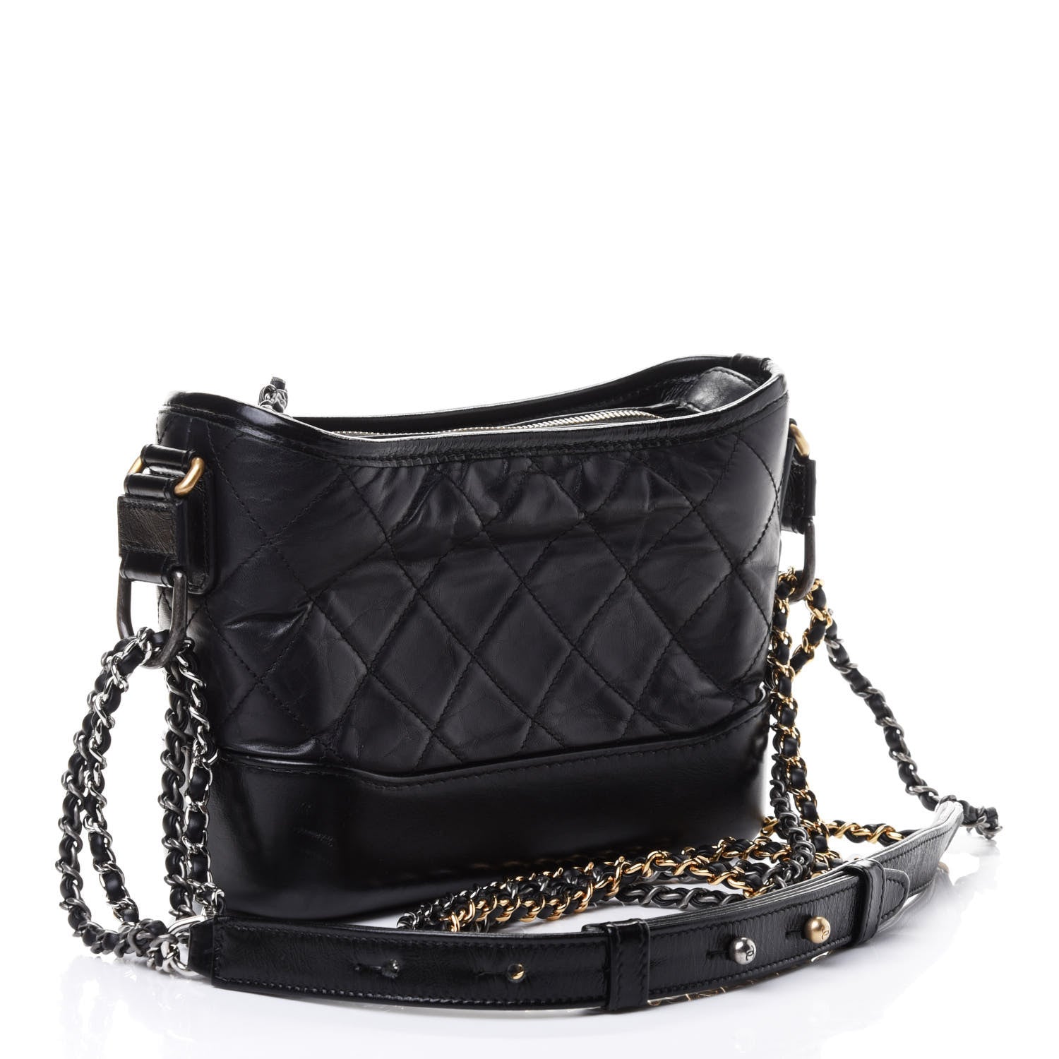 Chanel Aged Calfskin Quilted Small Gabrielle Hobo Black 2 of 4