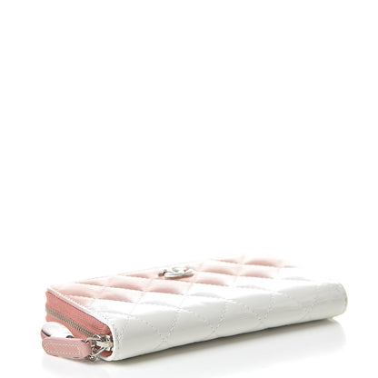 Chanel Ombre Patent Calfskin Quilted Small Zip Around Wallet Pink White 4 of 9