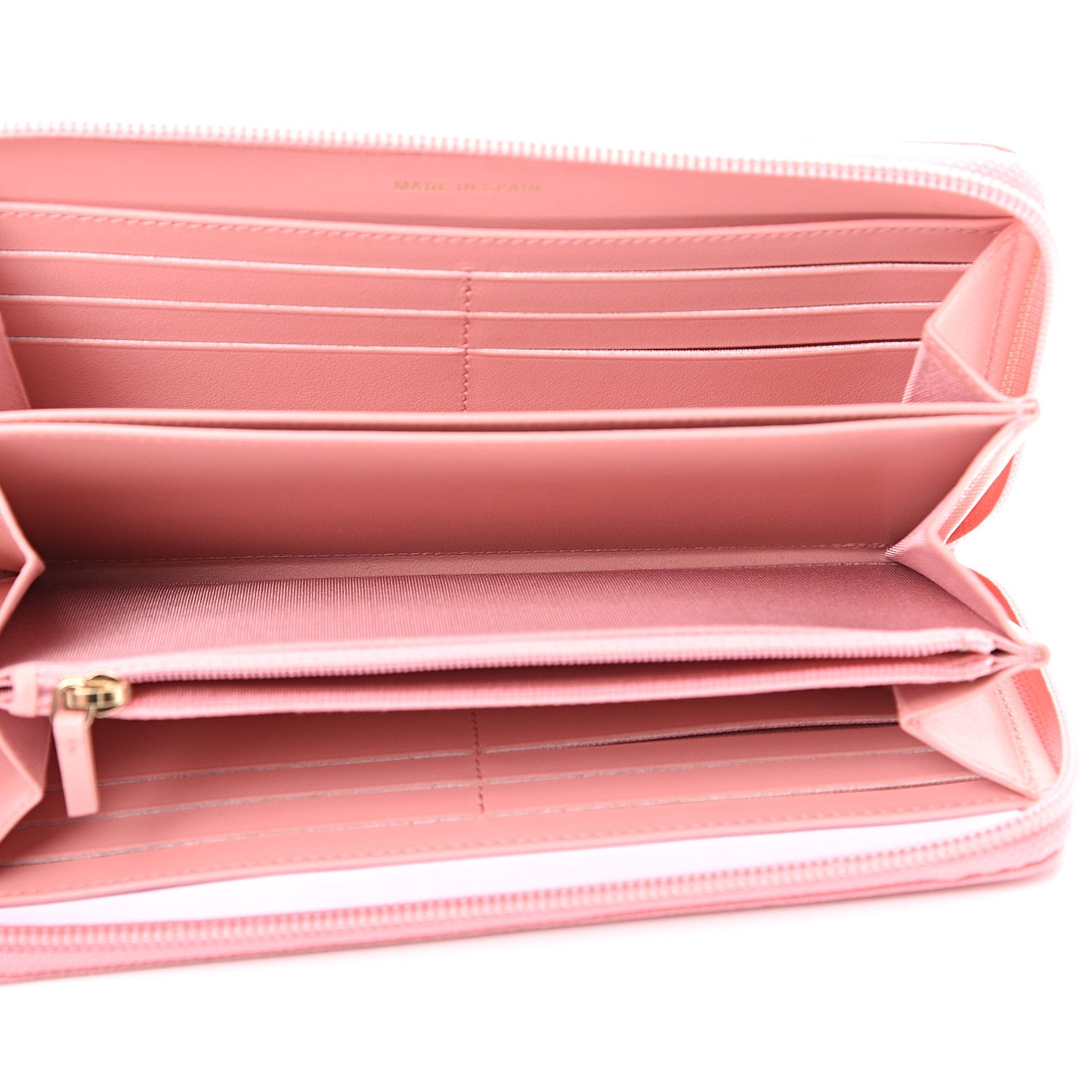 Caviar Quilted Large Boy Zip Around Wallet Pink