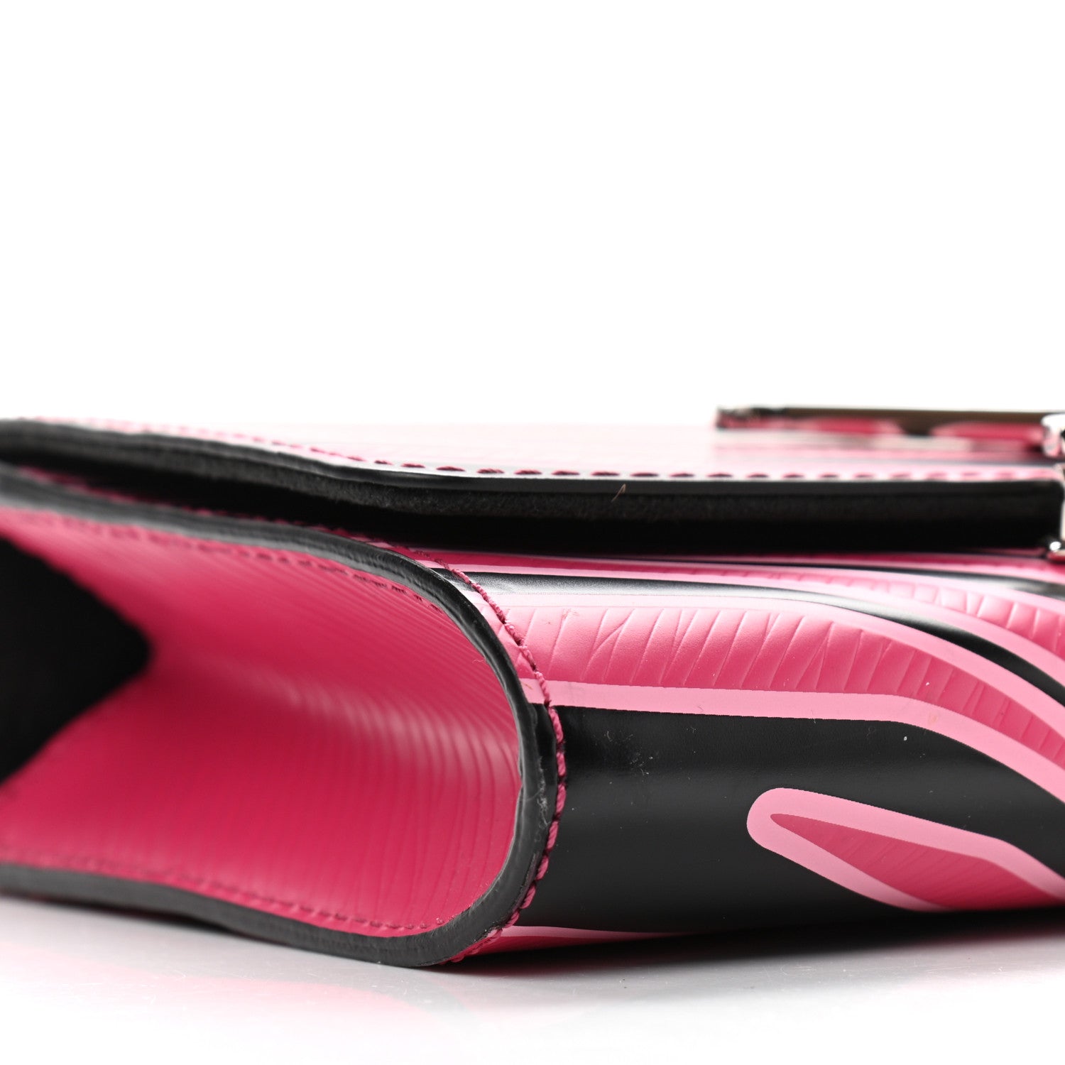 Louis Vuitton Calfskin Embossed Chain Louise MM Fuchsia Black 9 of 12