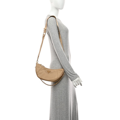 Prada Re-Nylon Saffiano Demi-lune Shoulder Bag Beige 2 of 10